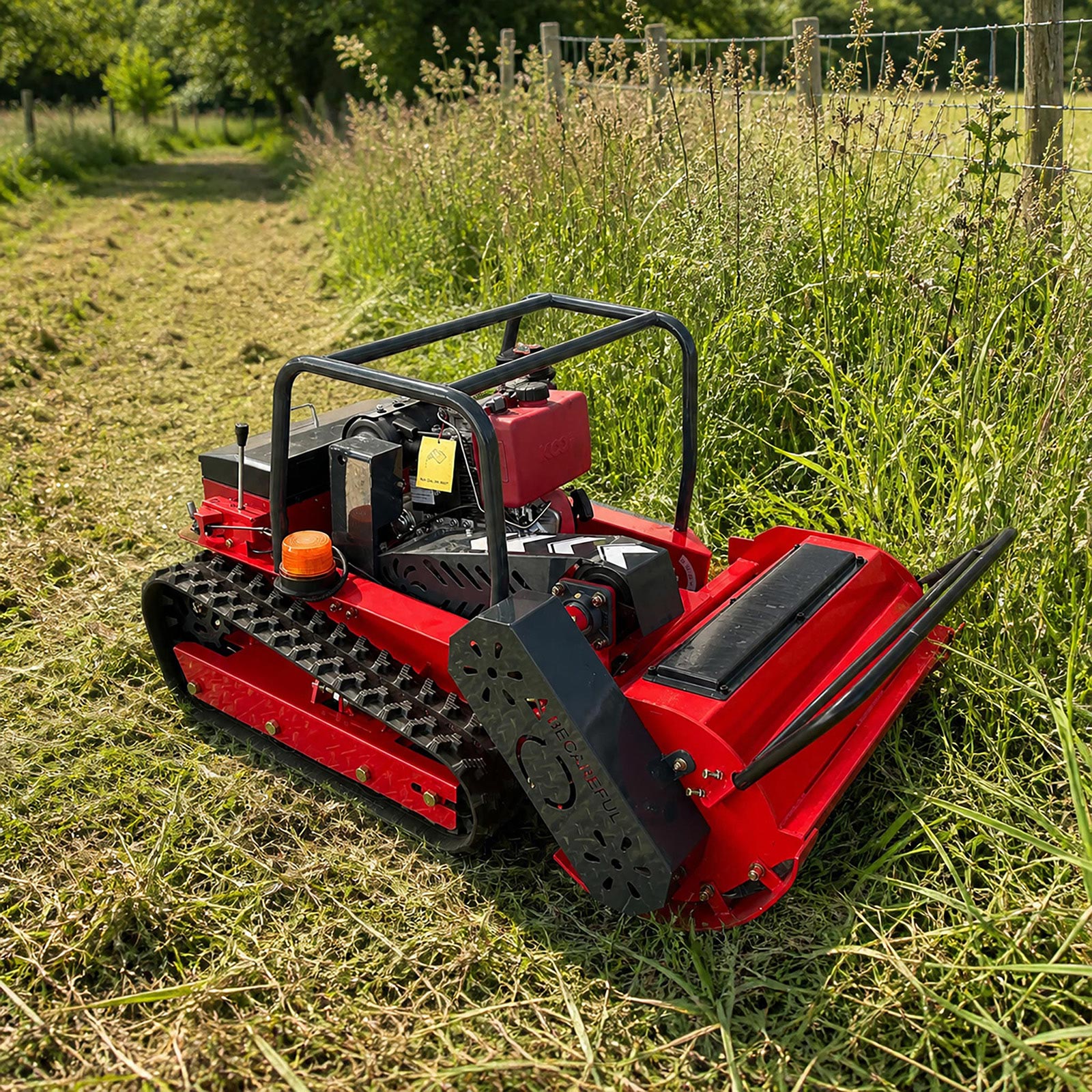 GST-800 diesel hybrid tracked flail mower working scene