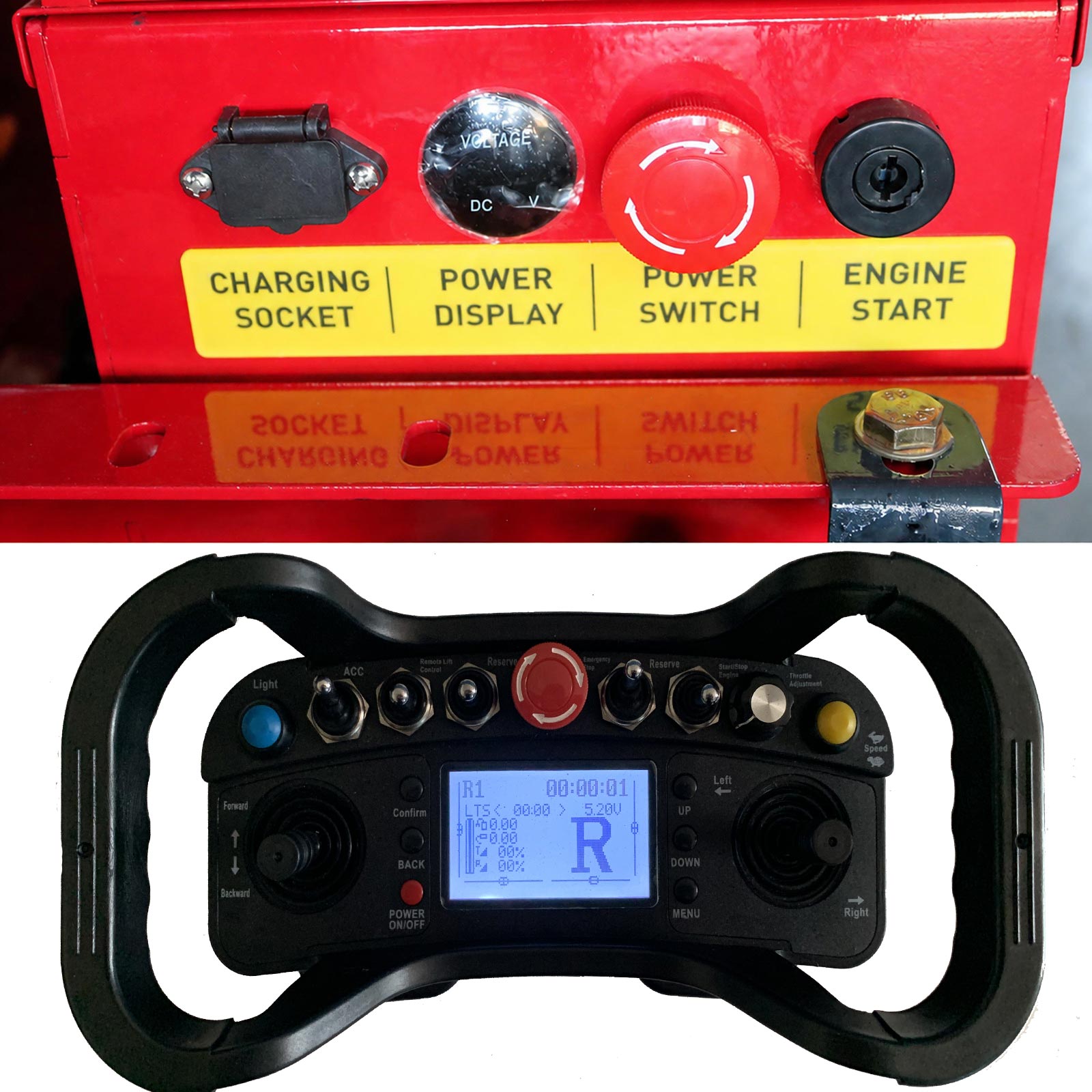 GST-800 diesel hybrid tracked flail mower RI industrial multi-channel remote controller and control panel