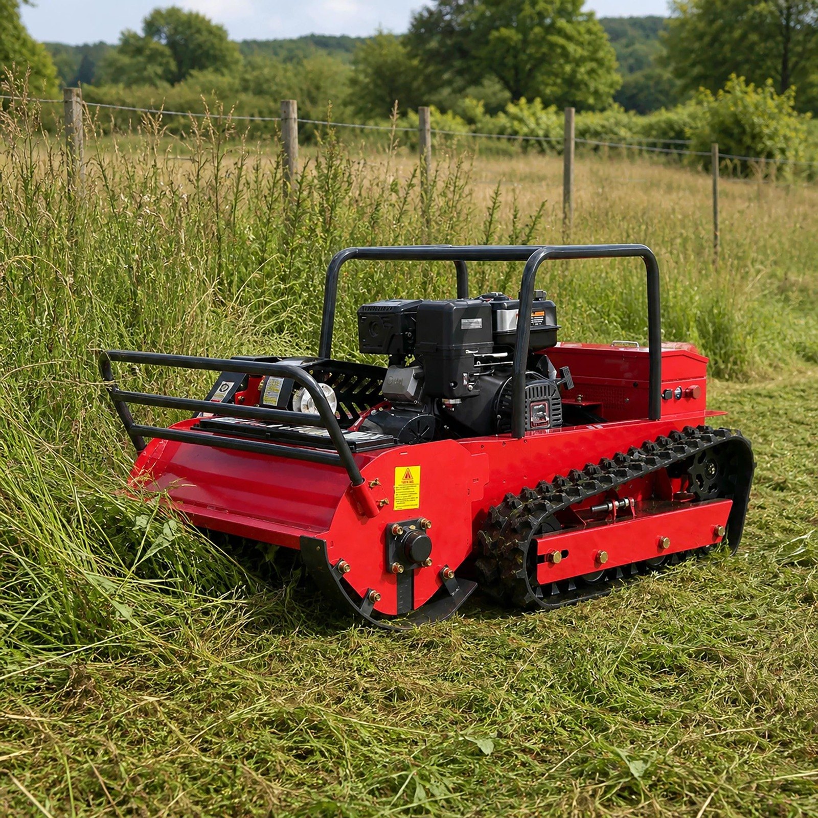 GST-800 gasoline hybrid tracked flail mower working scene