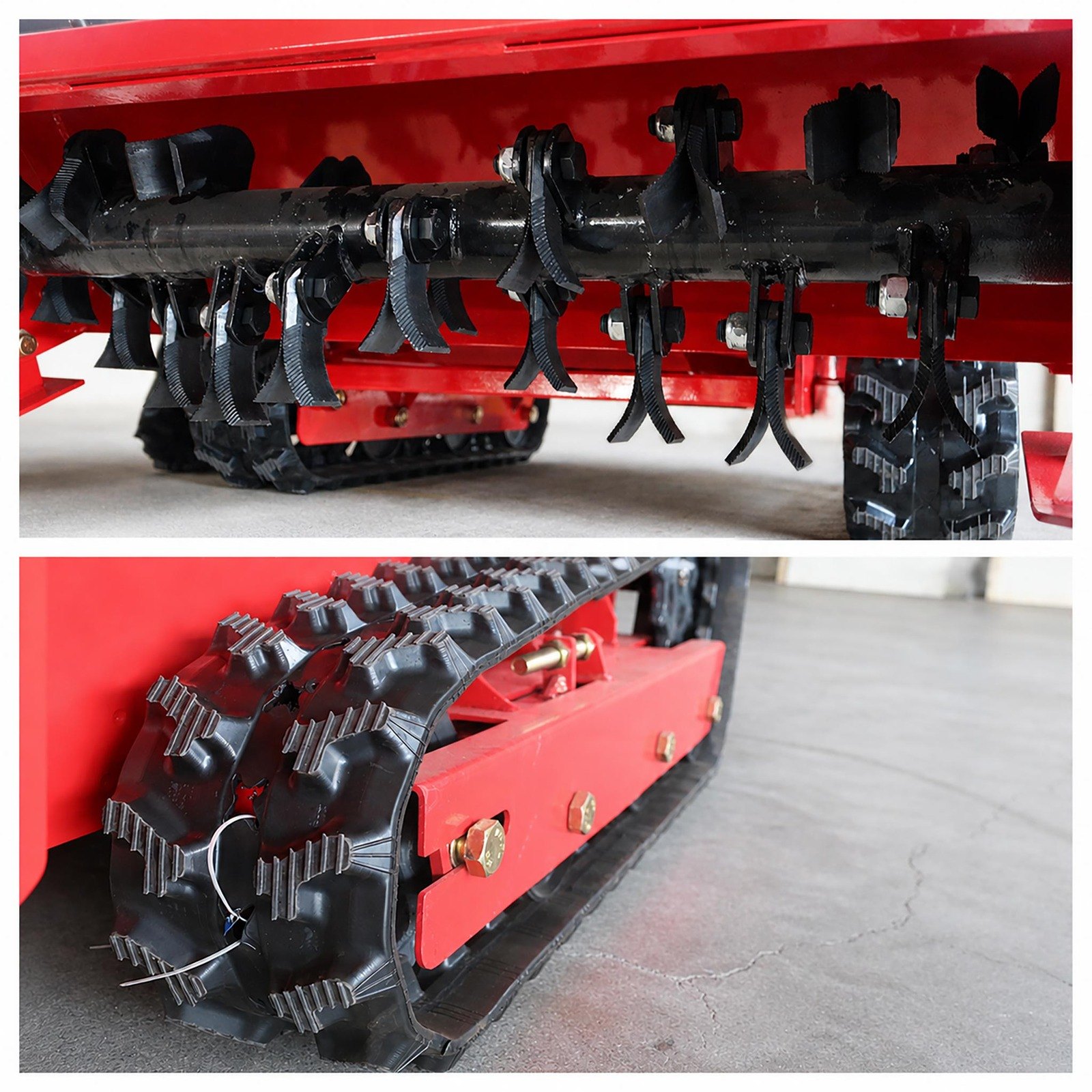 GST-800 gasoline hybrid tracked flail mower flail deck and track detail