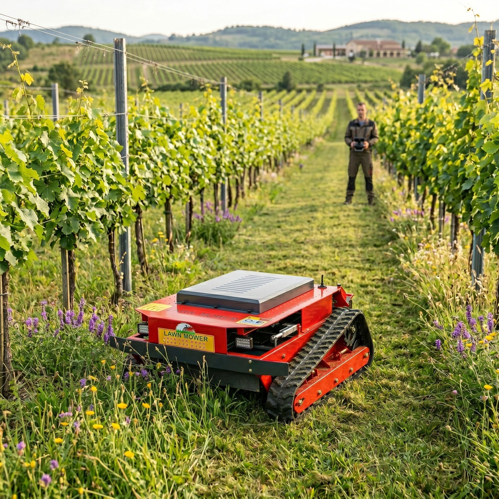GST-900 hybrid tracked mower remote-control safety scene