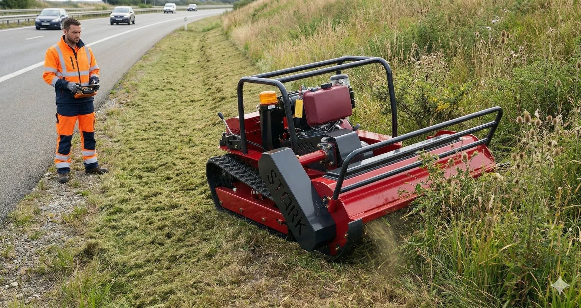 GREEN SHINE GST-1000 maintaining a roadside embankment